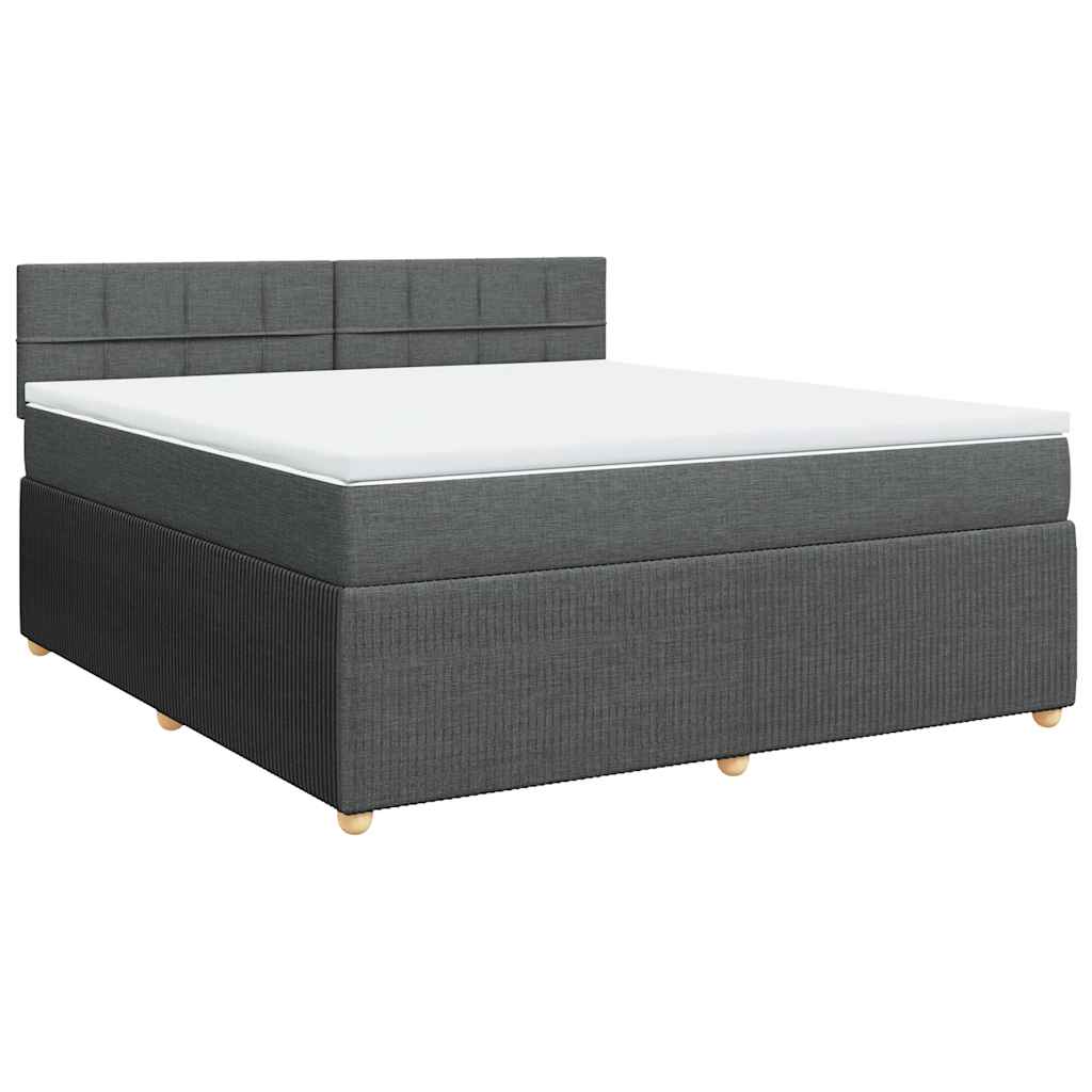 Κρεβάτι Boxspring με Στρώμα Σκούρο Γκρι 180x200 εκ Υφασμάτιν - Pakobazaar