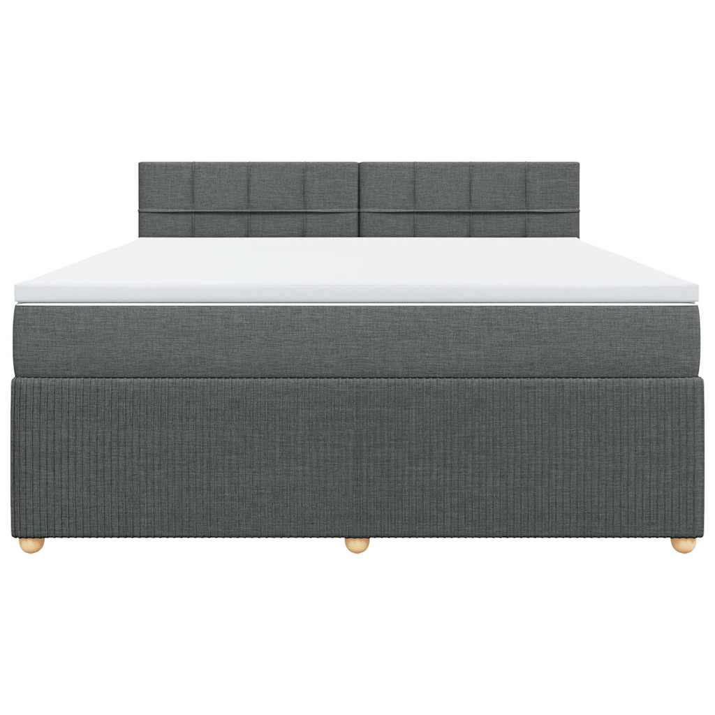 Κρεβάτι Boxspring με Στρώμα Σκούρο Γκρι 180x200 εκ Υφασμάτιν - Pakobazaar