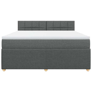 Κρεβάτι Boxspring με Στρώμα Σκούρο Γκρι 180x200 εκ Υφασμάτιν - Pakobazaar