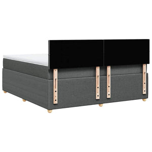 Κρεβάτι Boxspring με Στρώμα Σκούρο Γκρι 180x200 εκ Υφασμάτιν - Pakobazaar