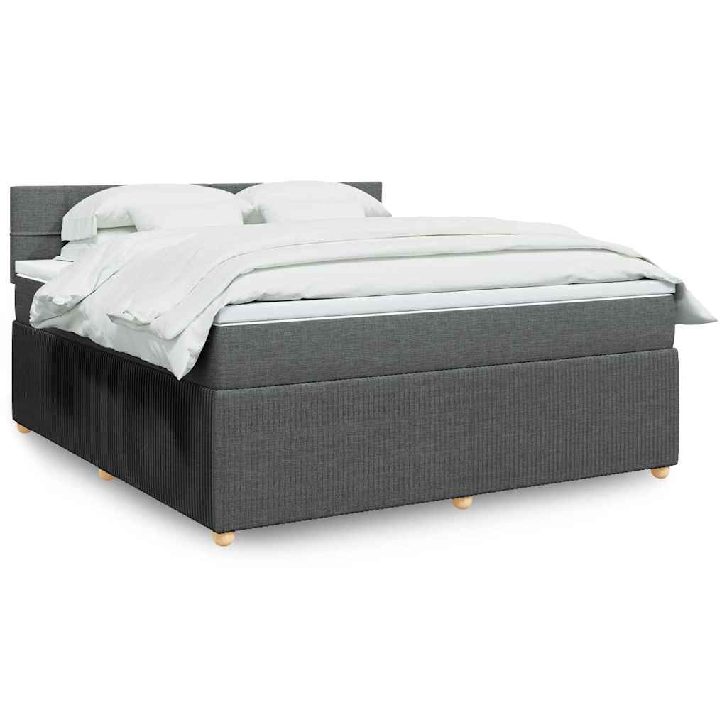 Κρεβάτι Boxspring με Στρώμα Σκούρο Γκρι 180x200 εκ Υφασμάτιν - Pakobazaar