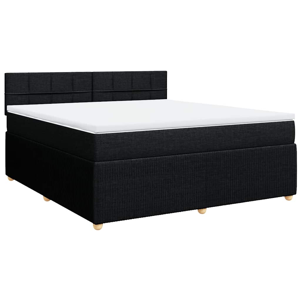 Κρεβάτι Boxspring με Στρώμα Μαύρο 180x200 εκ. Υφασμάτινο - Pakobazaar