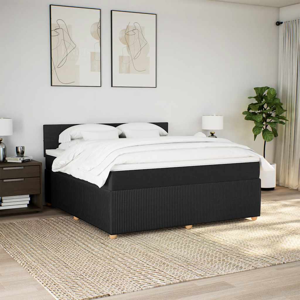 Κρεβάτι Boxspring με Στρώμα Μαύρο 180x200 εκ. Υφασμάτινο - Pakobazaar