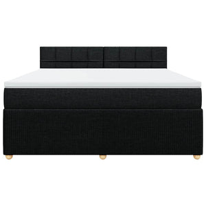 Κρεβάτι Boxspring με Στρώμα Μαύρο 180x200 εκ. Υφασμάτινο - Pakobazaar