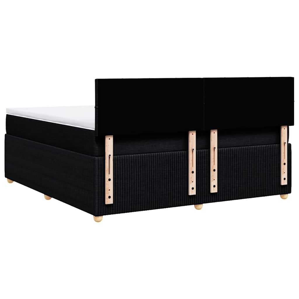 Κρεβάτι Boxspring με Στρώμα Μαύρο 180x200 εκ. Υφασμάτινο - Pakobazaar