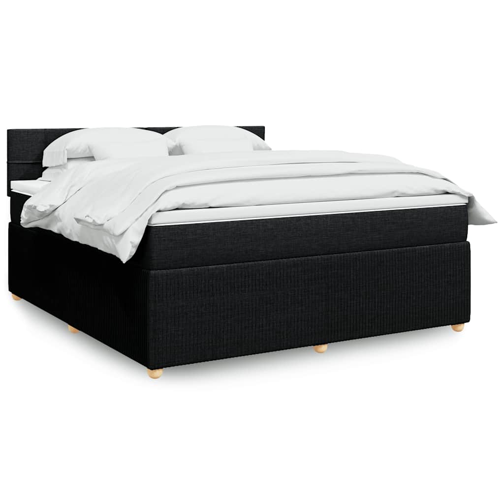Κρεβάτι Boxspring με Στρώμα Μαύρο 180x200 εκ. Υφασμάτινο - Pakobazaar