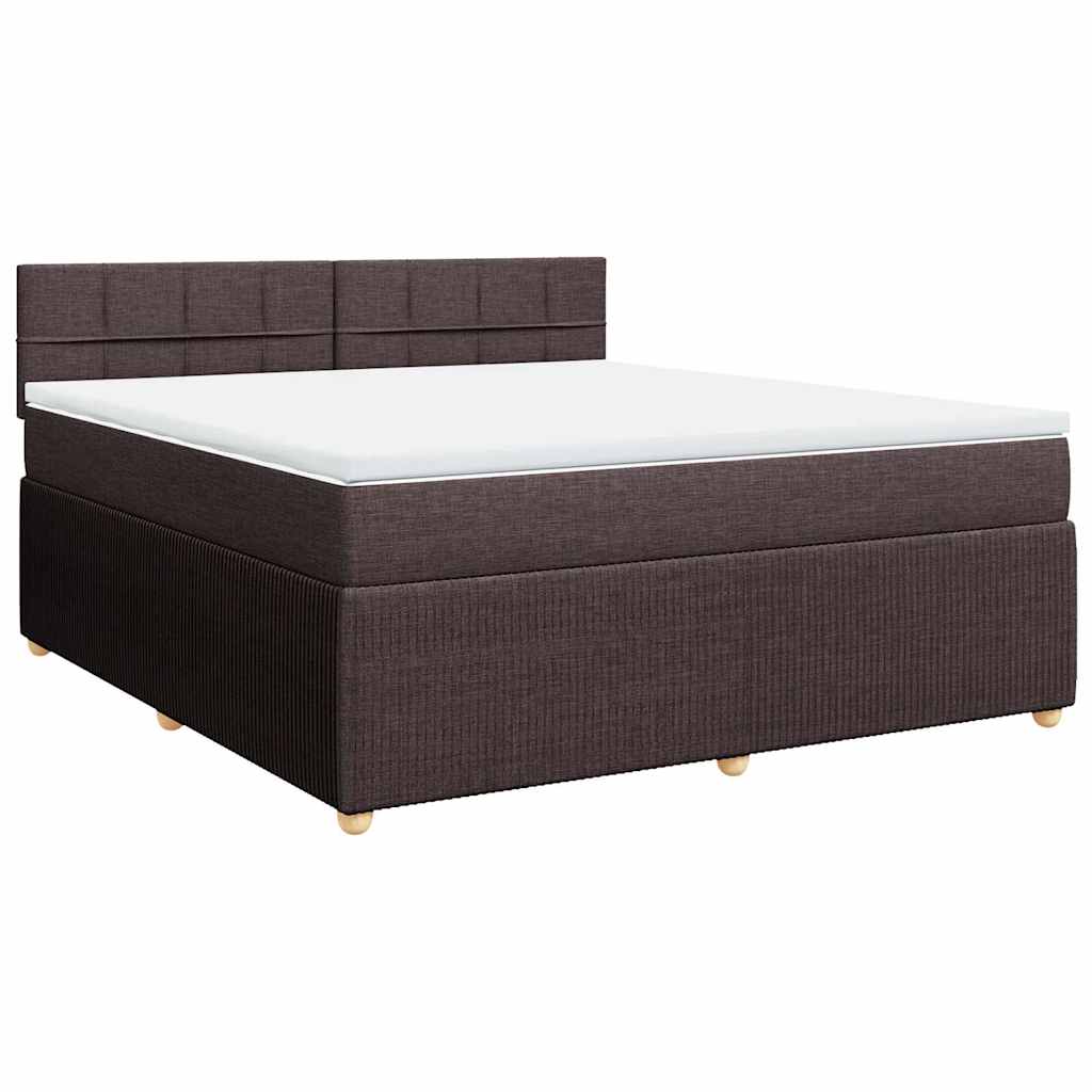 Κρεβάτι Boxspring με Στρώμα Σκούρο Καφέ 180x200 εκ Υφασμάτινο - Pakobazaar