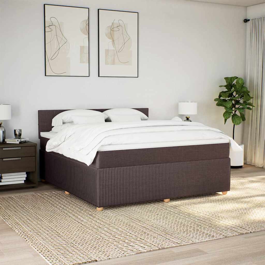 Κρεβάτι Boxspring με Στρώμα Σκούρο Καφέ 180x200 εκ Υφασμάτινο - Pakobazaar