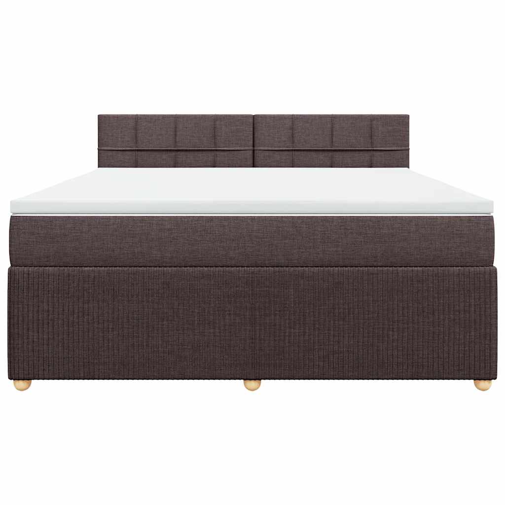 Κρεβάτι Boxspring με Στρώμα Σκούρο Καφέ 180x200 εκ Υφασμάτινο - Pakobazaar