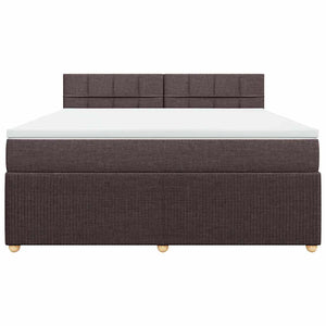Κρεβάτι Boxspring με Στρώμα Σκούρο Καφέ 180x200 εκ Υφασμάτινο - Pakobazaar
