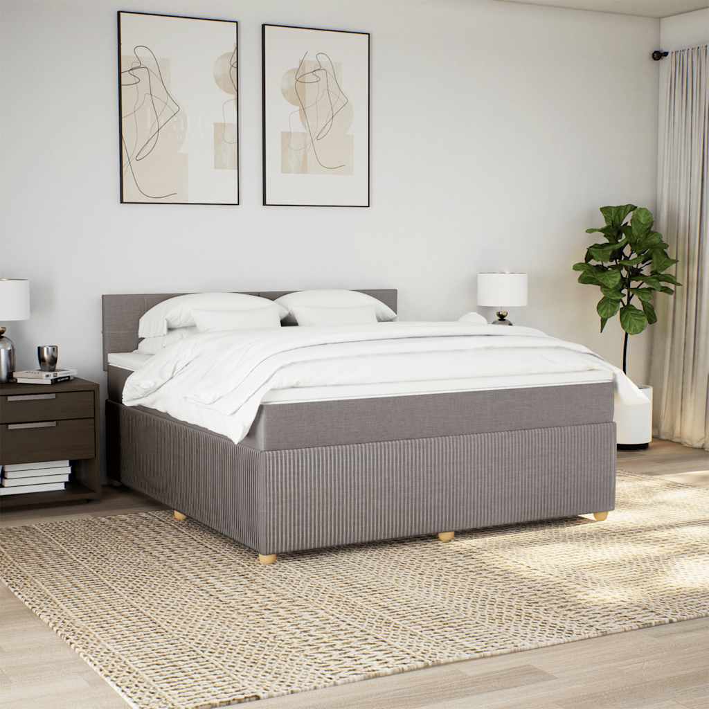 Κρεβάτι Boxspring με Στρώμα Taupe 180x200 εκ. Υφασμάτινο - Pakobazaar