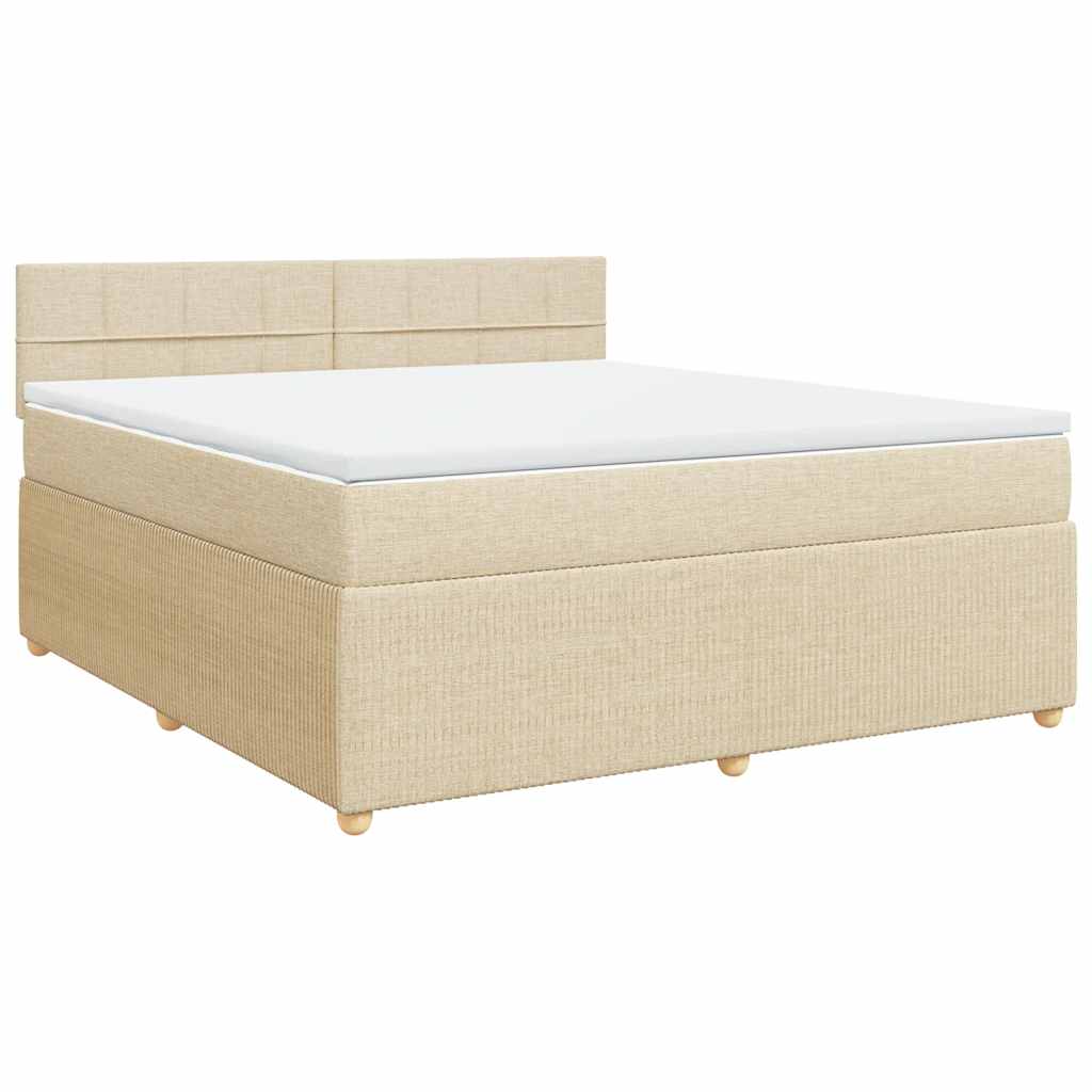 Κρεβάτι Boxspring με Στρώμα Κρεμ 180x200 εκ. Υφασμάτινο