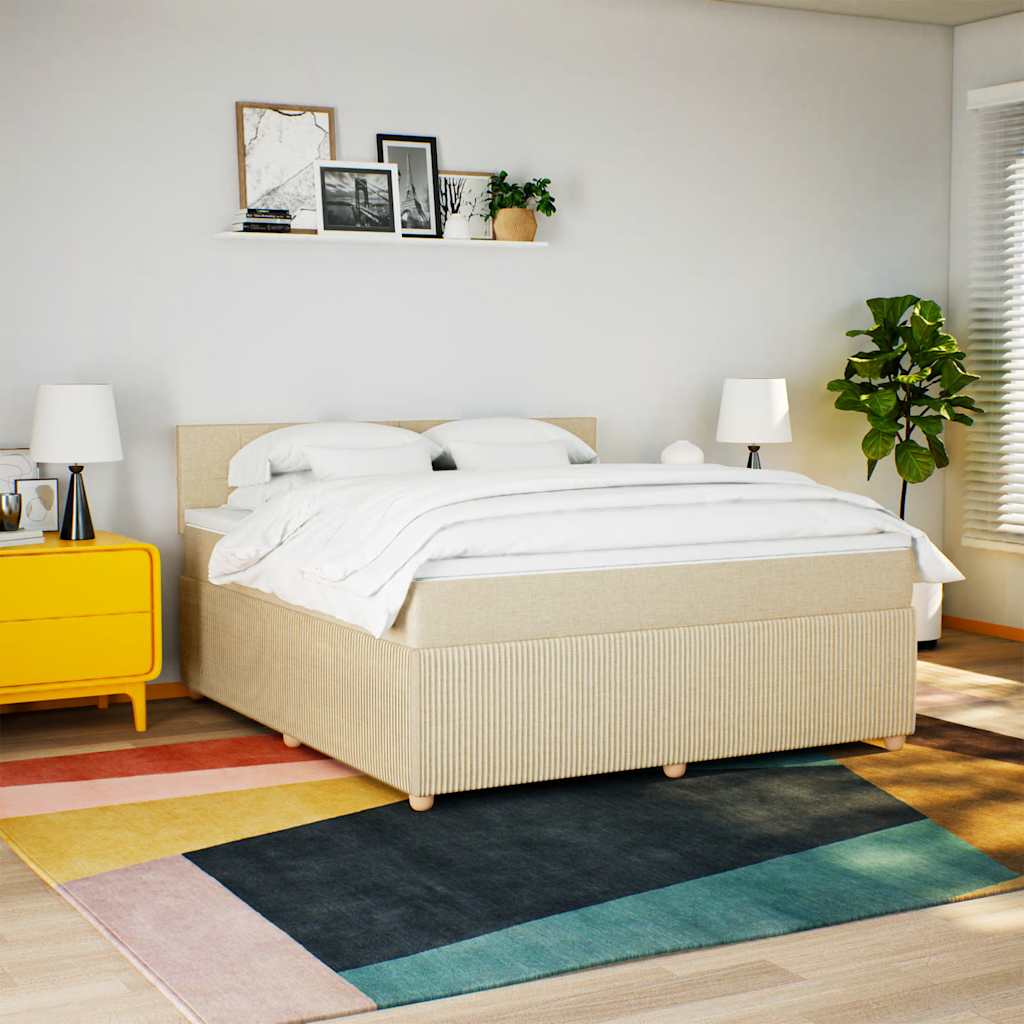 Κρεβάτι Boxspring με Στρώμα Κρεμ 180x200 εκ. Υφασμάτινο