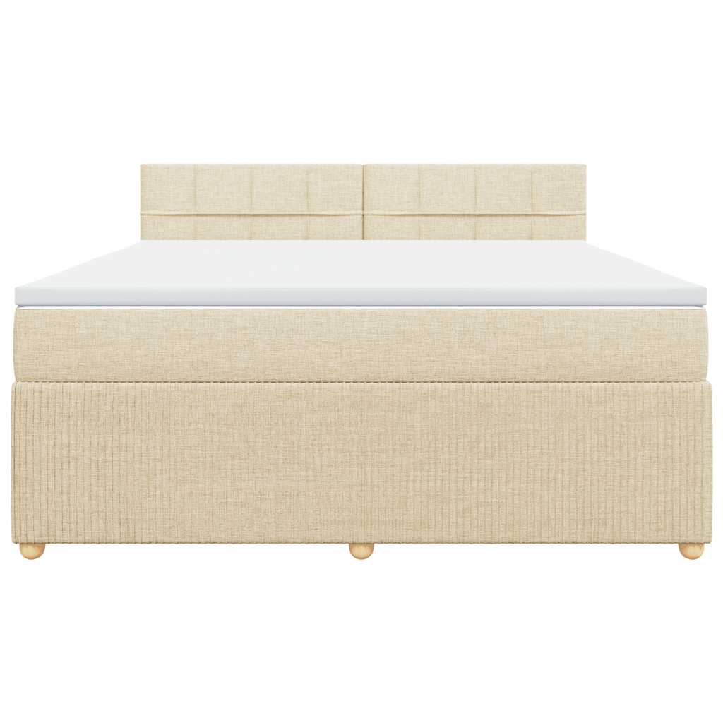 Κρεβάτι Boxspring με Στρώμα Κρεμ 180x200 εκ. Υφασμάτινο