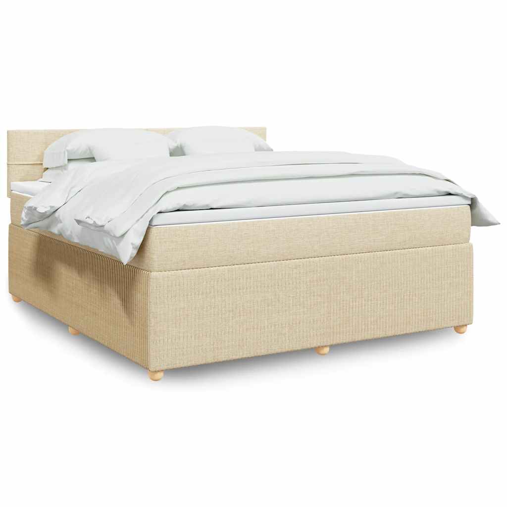 Κρεβάτι Boxspring με Στρώμα Κρεμ 180x200 εκ. Υφασμάτινο