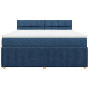 Κρεβάτι Boxspring με Στρώμα Μπλε 180x200 εκ. Υφασμάτινο - Pakobazaar
