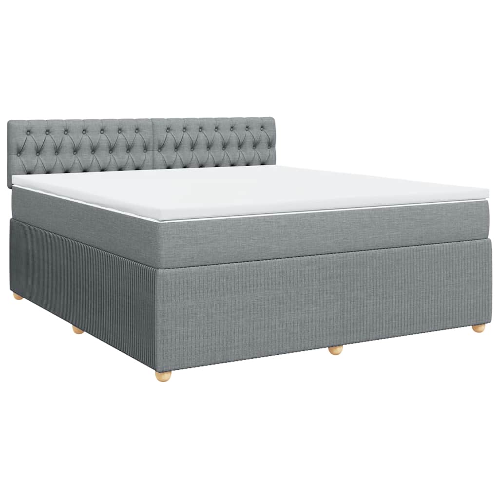 Κρεβάτι Boxspring με Στρώμα Ανοιχτό Γκρι 180x200 εκ. Υφασμάτινο - Pakobazaar