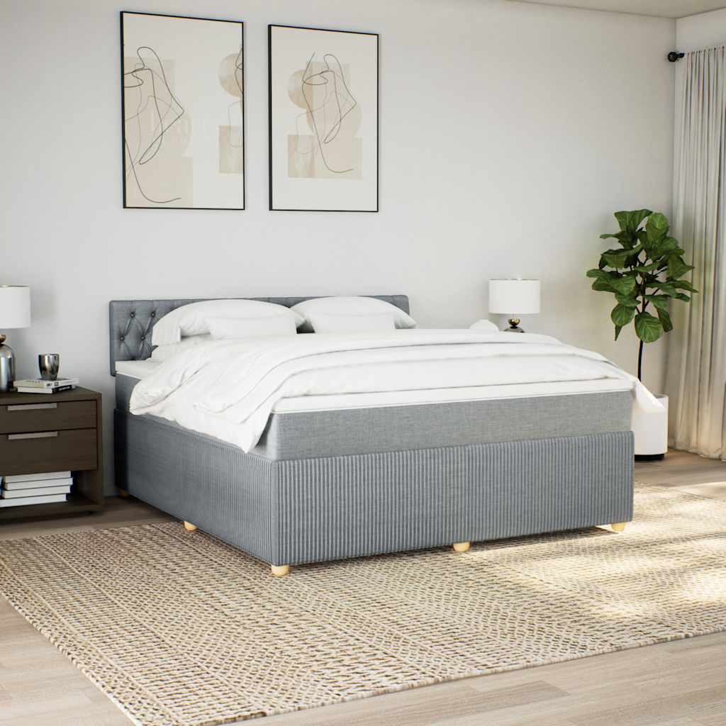 Κρεβάτι Boxspring με Στρώμα Ανοιχτό Γκρι 180x200 εκ. Υφασμάτινο - Pakobazaar