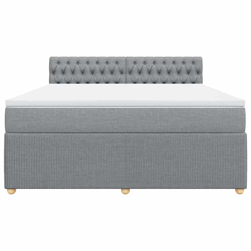 Κρεβάτι Boxspring με Στρώμα Ανοιχτό Γκρι 180x200 εκ. Υφασμάτινο - Pakobazaar