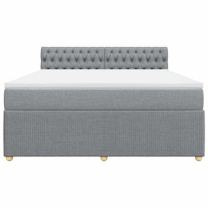 Κρεβάτι Boxspring με Στρώμα Ανοιχτό Γκρι 180x200 εκ. Υφασμάτινο - Pakobazaar