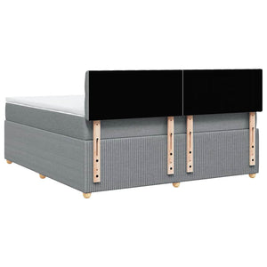 Κρεβάτι Boxspring με Στρώμα Ανοιχτό Γκρι 180x200 εκ. Υφασμάτινο - Pakobazaar