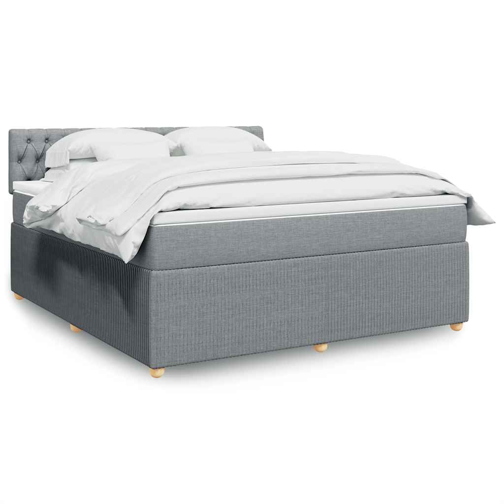 Κρεβάτι Boxspring με Στρώμα Ανοιχτό Γκρι 180x200 εκ. Υφασμάτινο - Pakobazaar