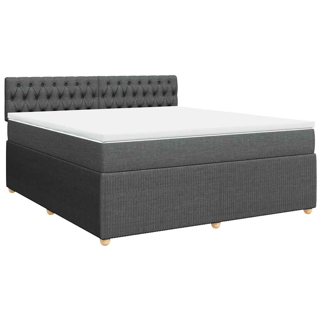 Κρεβάτι Boxspring με Στρώμα Σκούρο Γκρι 180x200 εκ Υφασμάτιν - Pakobazaar