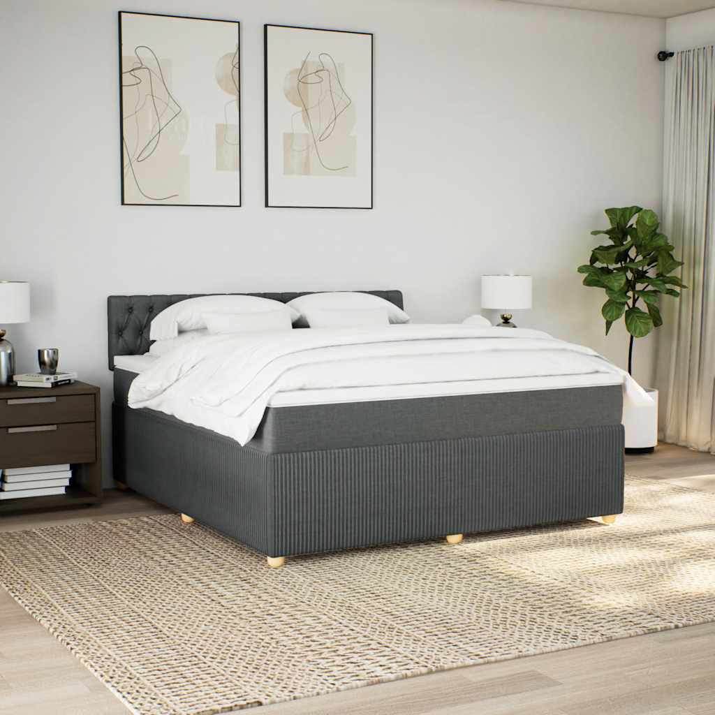 Κρεβάτι Boxspring με Στρώμα Σκούρο Γκρι 180x200 εκ Υφασμάτιν - Pakobazaar