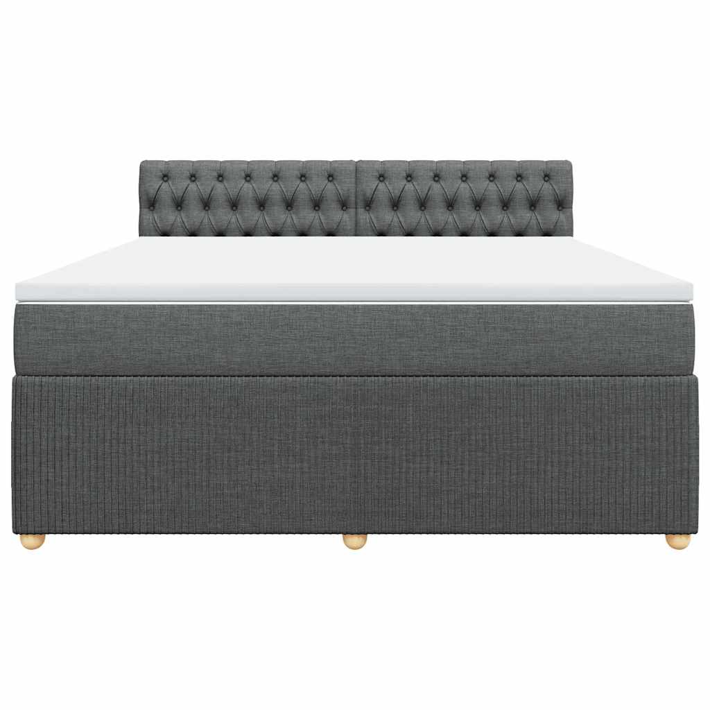 Κρεβάτι Boxspring με Στρώμα Σκούρο Γκρι 180x200 εκ Υφασμάτιν - Pakobazaar