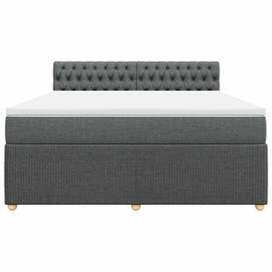 Κρεβάτι Boxspring με Στρώμα Σκούρο Γκρι 180x200 εκ Υφασμάτιν - Pakobazaar