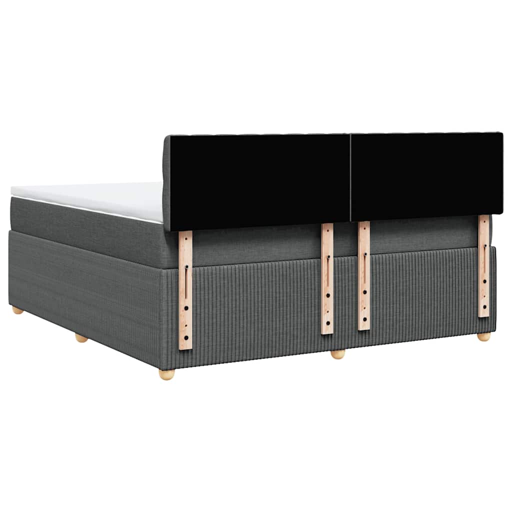 Κρεβάτι Boxspring με Στρώμα Σκούρο Γκρι 180x200 εκ Υφασμάτιν - Pakobazaar