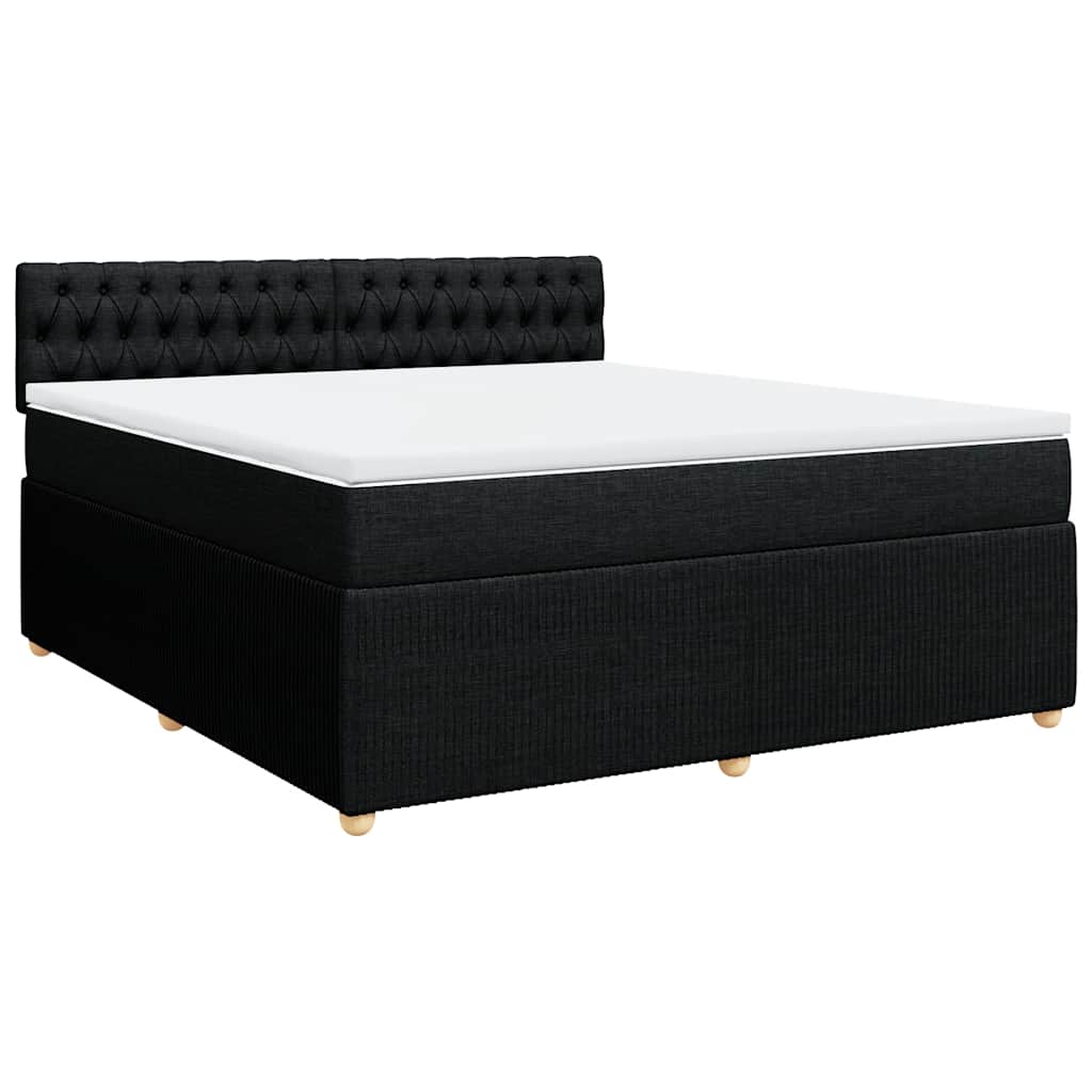 Κρεβάτι Boxspring με Στρώμα Μαύρο 180x200 εκ. Υφασμάτινο - Pakobazaar