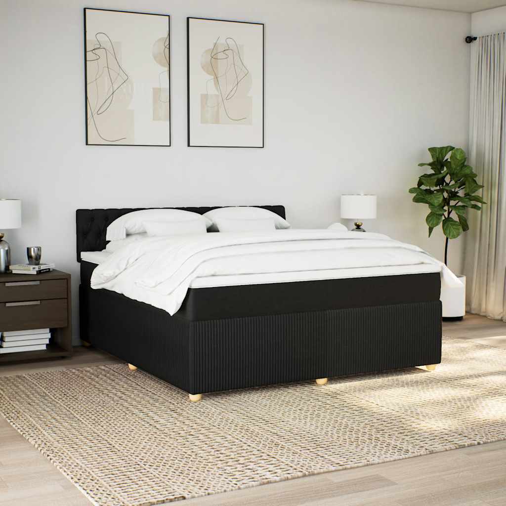 Κρεβάτι Boxspring με Στρώμα Μαύρο 180x200 εκ. Υφασμάτινο - Pakobazaar