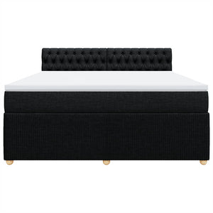 Κρεβάτι Boxspring με Στρώμα Μαύρο 180x200 εκ. Υφασμάτινο - Pakobazaar