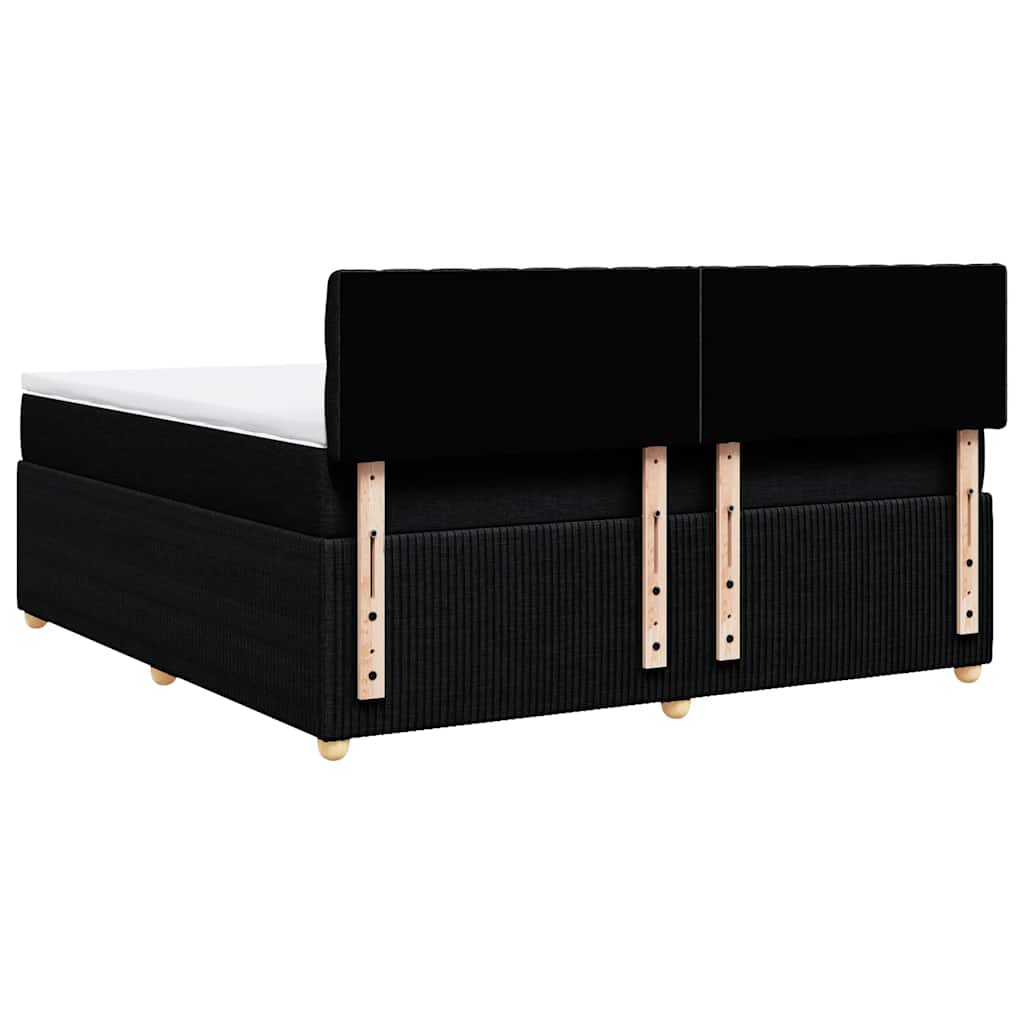 Κρεβάτι Boxspring με Στρώμα Μαύρο 180x200 εκ. Υφασμάτινο - Pakobazaar