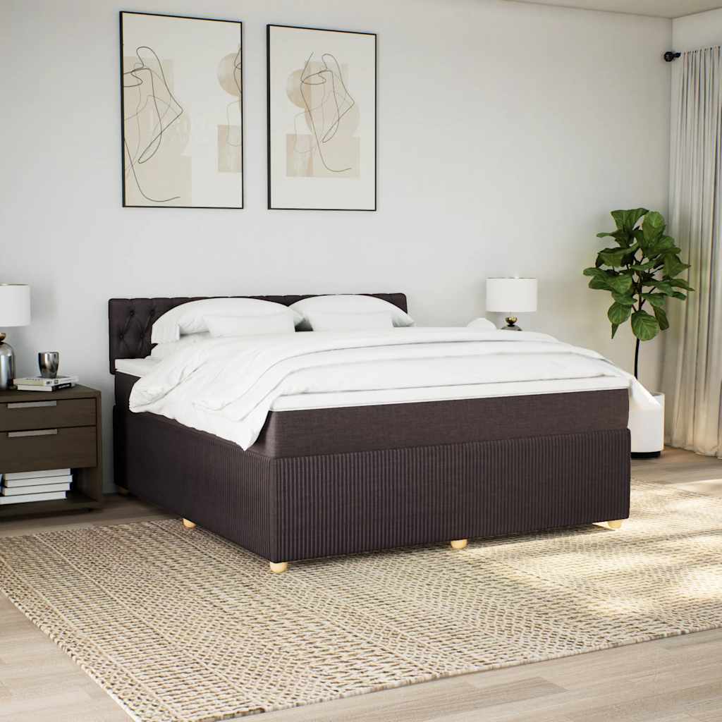 Κρεβάτι Boxspring με Στρώμα Σκούρο Καφέ 180x200 εκ Υφασμάτινο - Pakobazaar