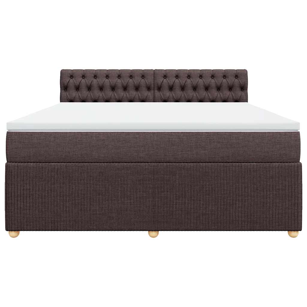 Κρεβάτι Boxspring με Στρώμα Σκούρο Καφέ 180x200 εκ Υφασμάτινο - Pakobazaar