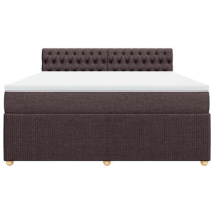 Κρεβάτι Boxspring με Στρώμα Σκούρο Καφέ 180x200 εκ Υφασμάτινο - Pakobazaar