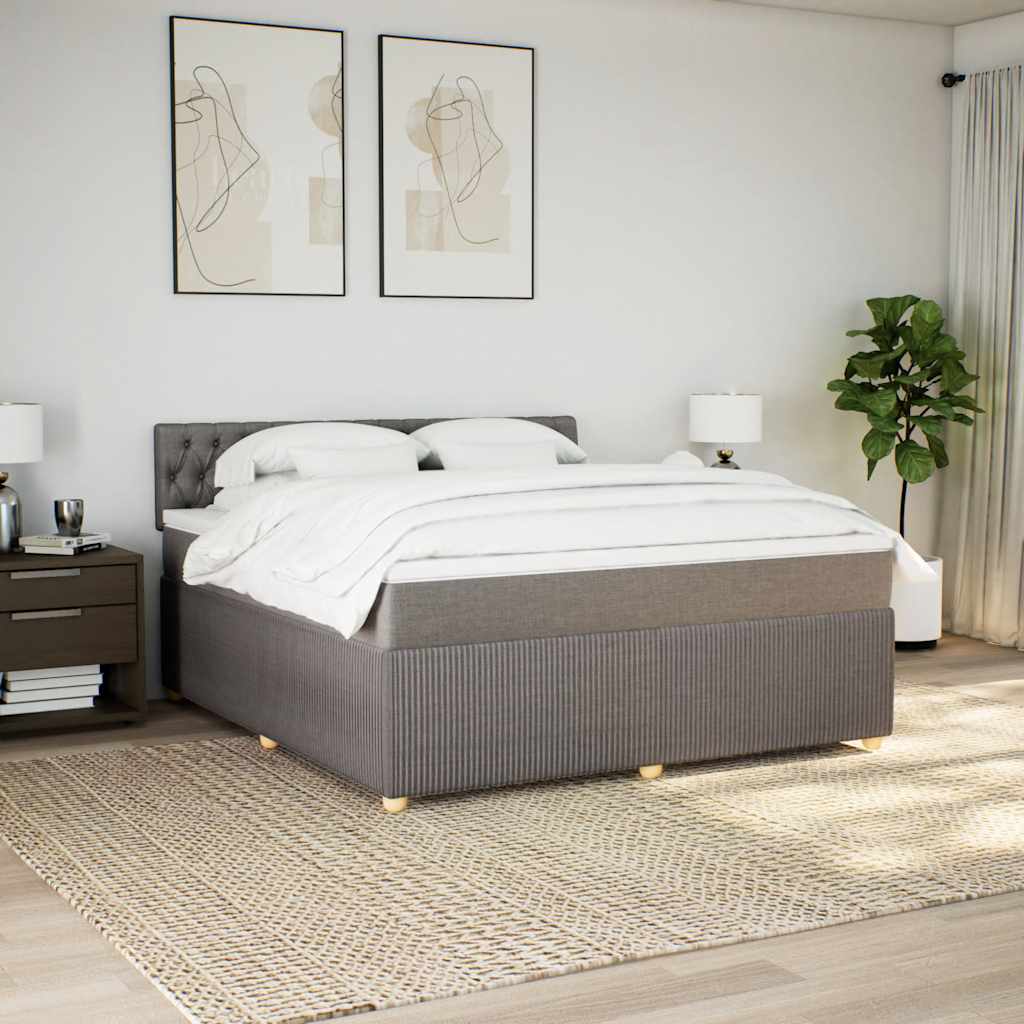 Κρεβάτι Boxspring με Στρώμα Taupe 180x200 εκ. Υφασμάτινο
