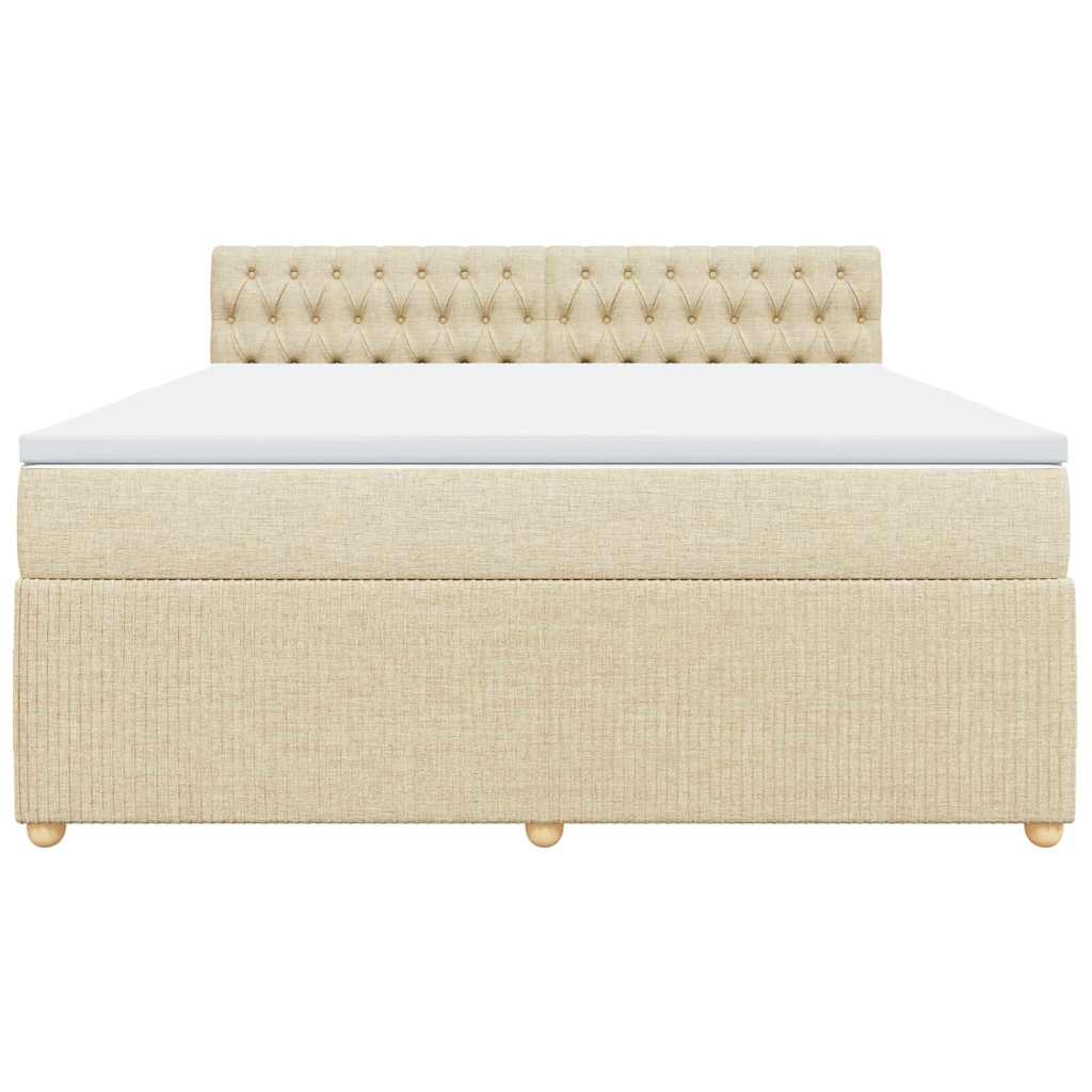 Κρεβάτι Boxspring με Στρώμα Κρεμ 180x200 εκ. Υφασμάτινο - Pakobazaar