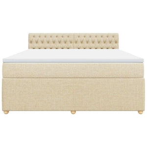 Κρεβάτι Boxspring με Στρώμα Κρεμ 180x200 εκ. Υφασμάτινο - Pakobazaar