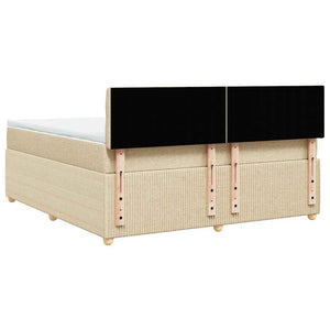 Κρεβάτι Boxspring με Στρώμα Κρεμ 180x200 εκ. Υφασμάτινο - Pakobazaar