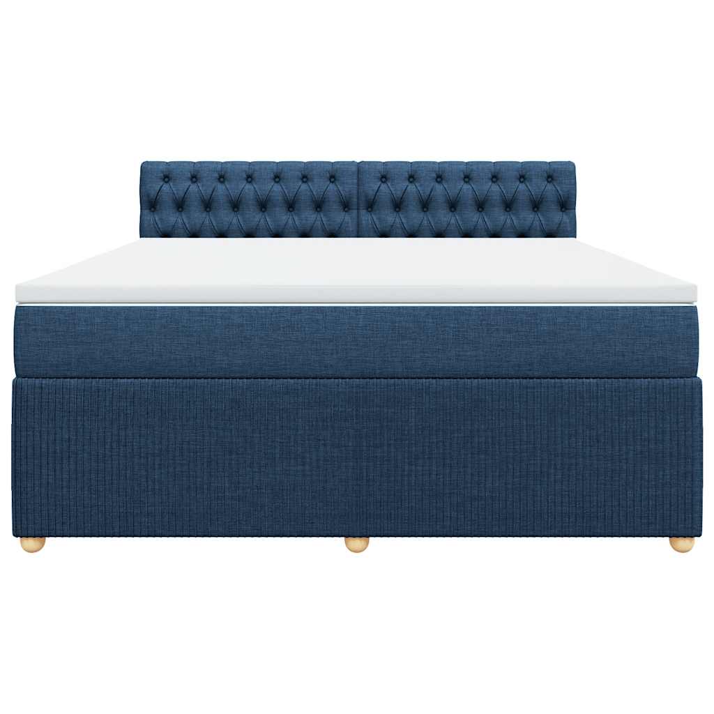 Κρεβάτι Boxspring με Στρώμα Μπλε 180x200 εκ. Υφασμάτινο - Pakobazaar
