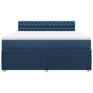 Κρεβάτι Boxspring με Στρώμα Μπλε 180x200 εκ. Υφασμάτινο - Pakobazaar