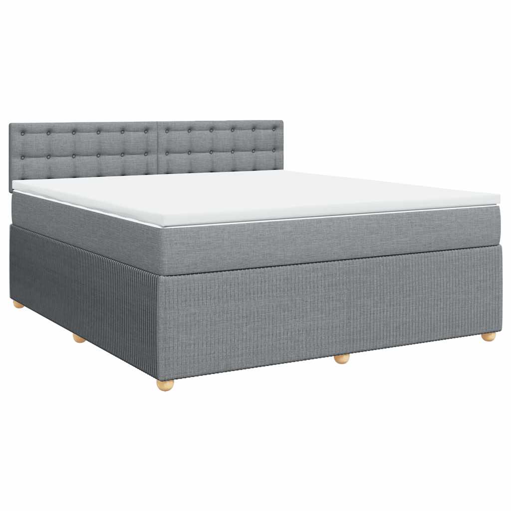 Κρεβάτι Boxspring με Στρώμα Ανοιχτό Γκρι 180x200 εκ. Υφασμάτινο - Pakobazaar