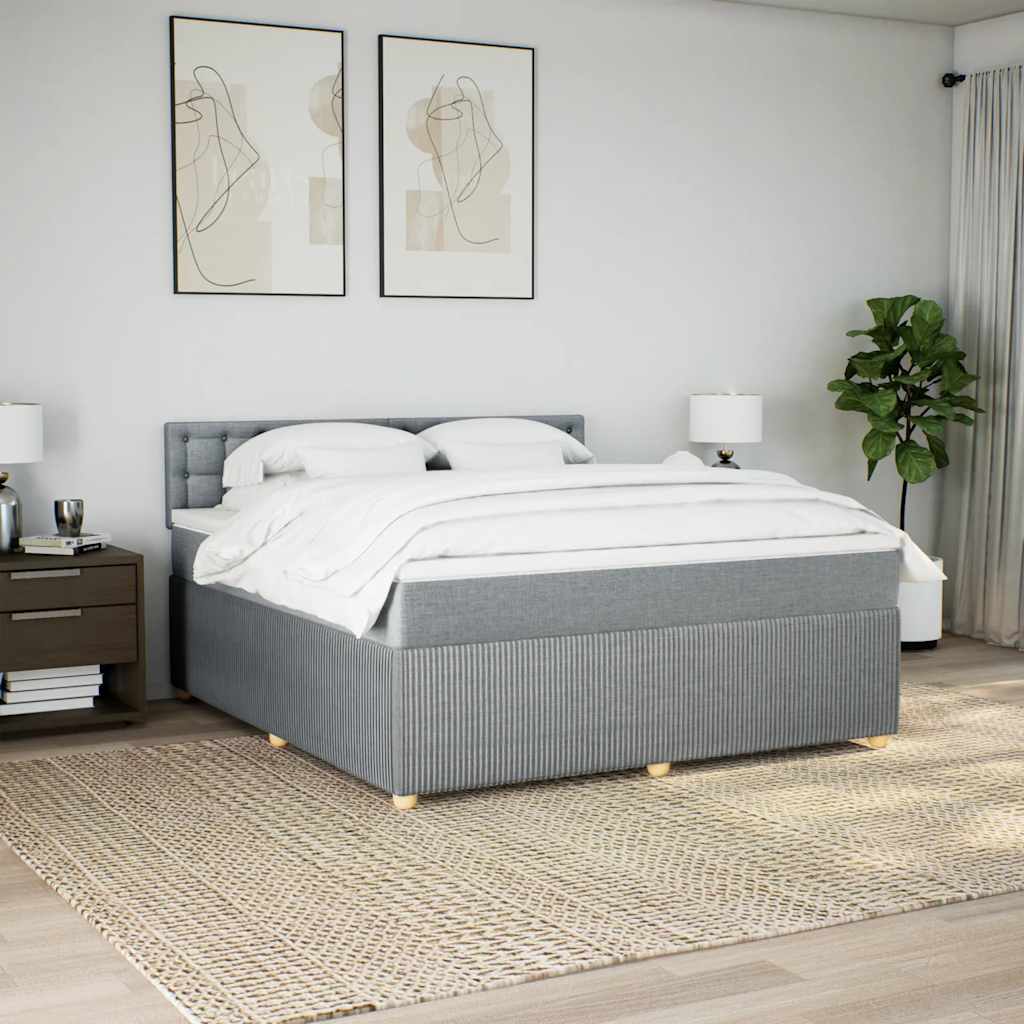 Κρεβάτι Boxspring με Στρώμα Ανοιχτό Γκρι 180x200 εκ. Υφασμάτινο - Pakobazaar