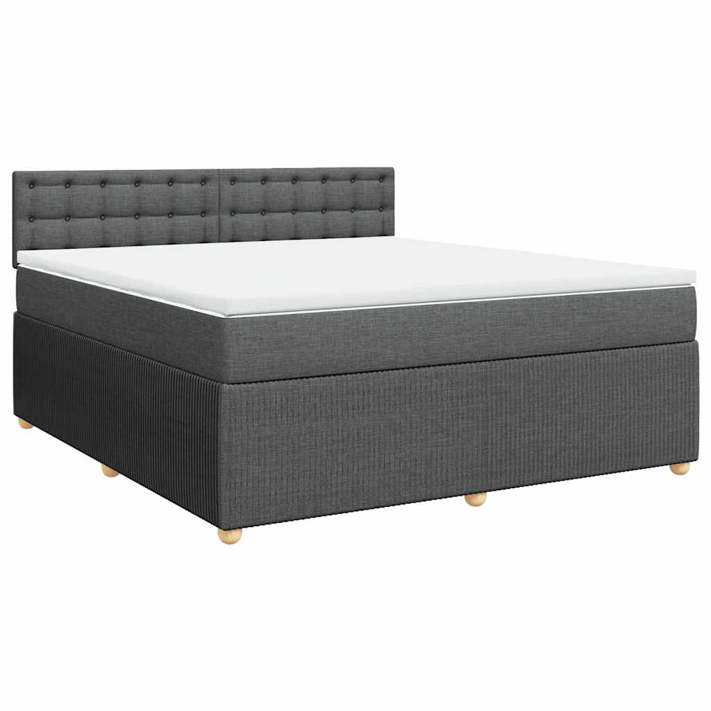 Κρεβάτι Boxspring με Στρώμα Σκούρο Γκρι 180x200 εκ Υφασμάτιν - Pakobazaar