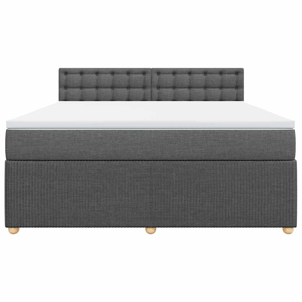Κρεβάτι Boxspring με Στρώμα Σκούρο Γκρι 180x200 εκ Υφασμάτιν - Pakobazaar