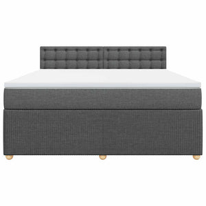 Κρεβάτι Boxspring με Στρώμα Σκούρο Γκρι 180x200 εκ Υφασμάτιν - Pakobazaar