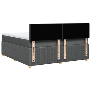 Κρεβάτι Boxspring με Στρώμα Σκούρο Γκρι 180x200 εκ Υφασμάτιν - Pakobazaar